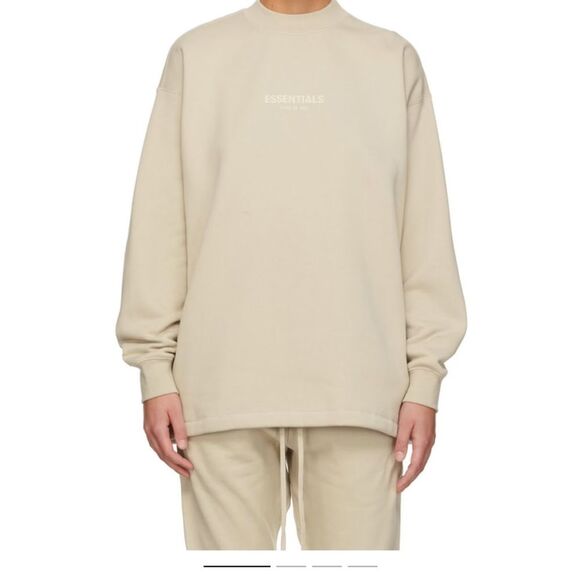 Fear Of God Essentials Relaxed Crewneck Sweatshirt Beige Size L - Picture 1 of 7